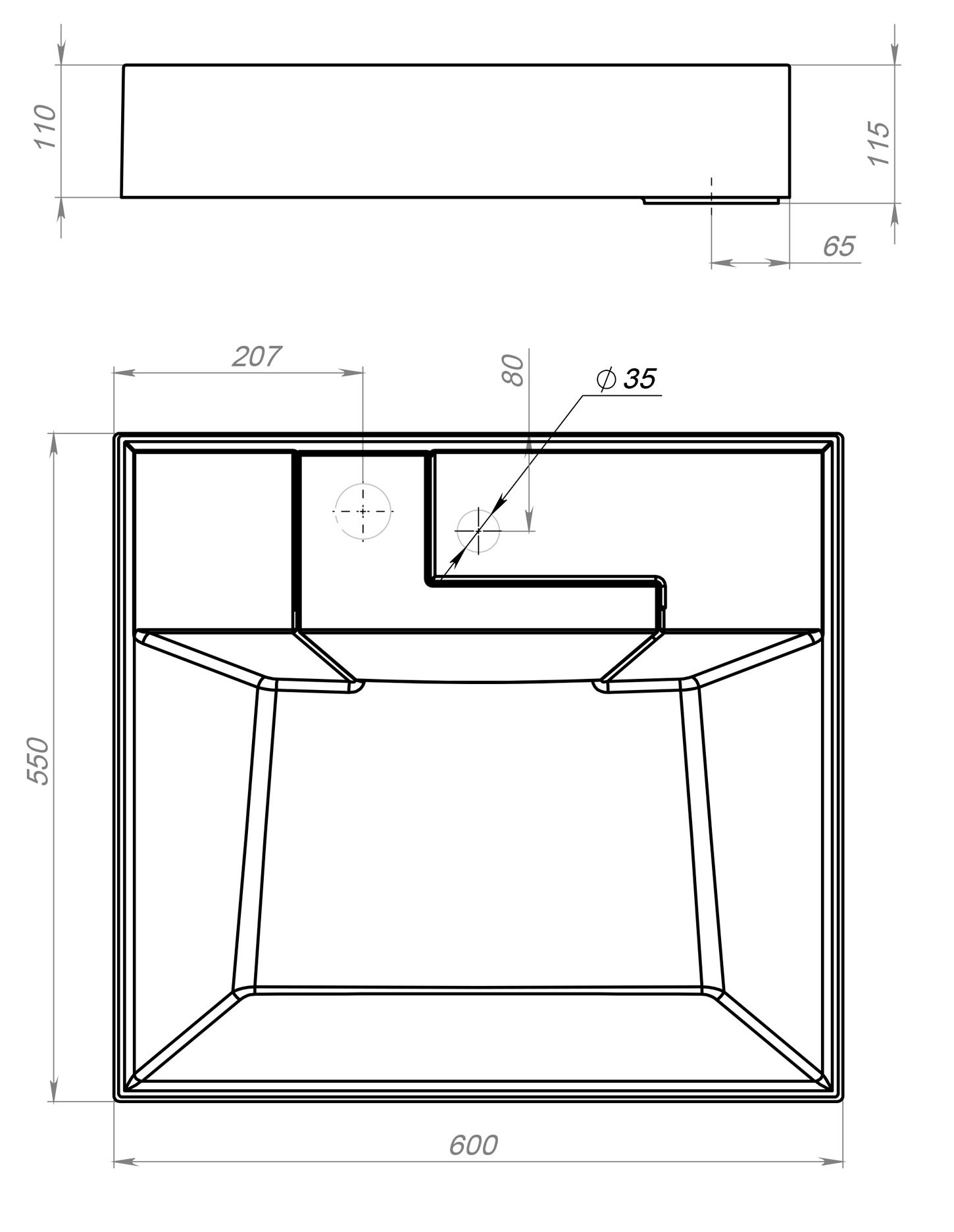Раковина встраиваемая/для установки над стиральной машиной Alpen Dakota 60 см