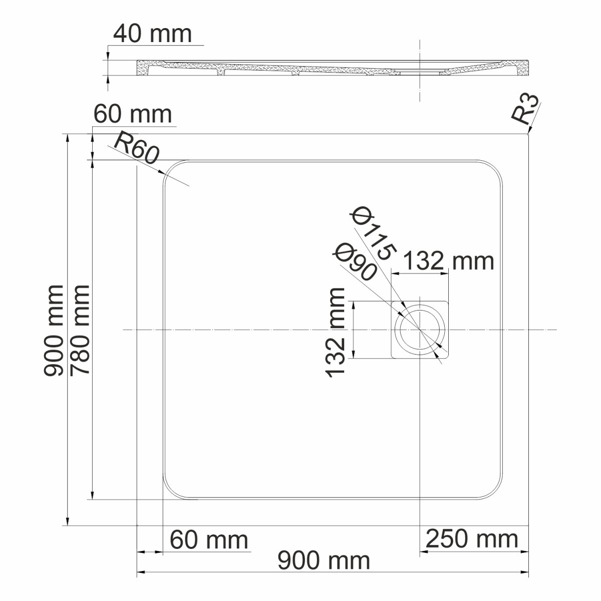 Душевой поддон Wasserkraft Neime 19T03, черный матовый