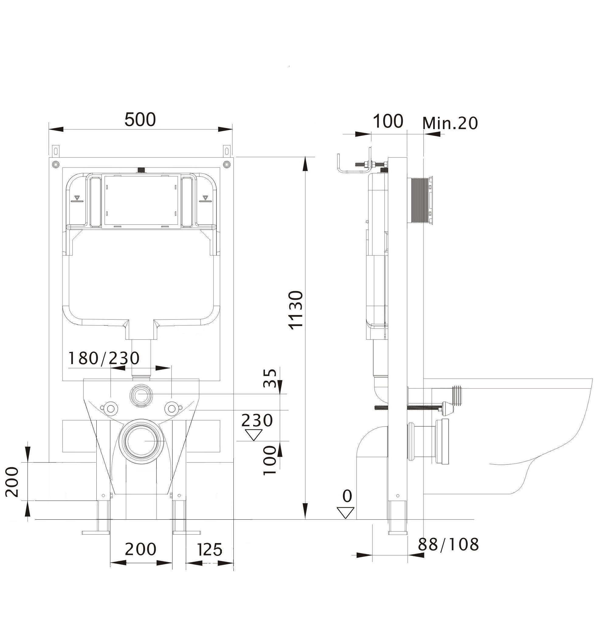 Инсталляция INS-0000020 с возможностью угловой установки