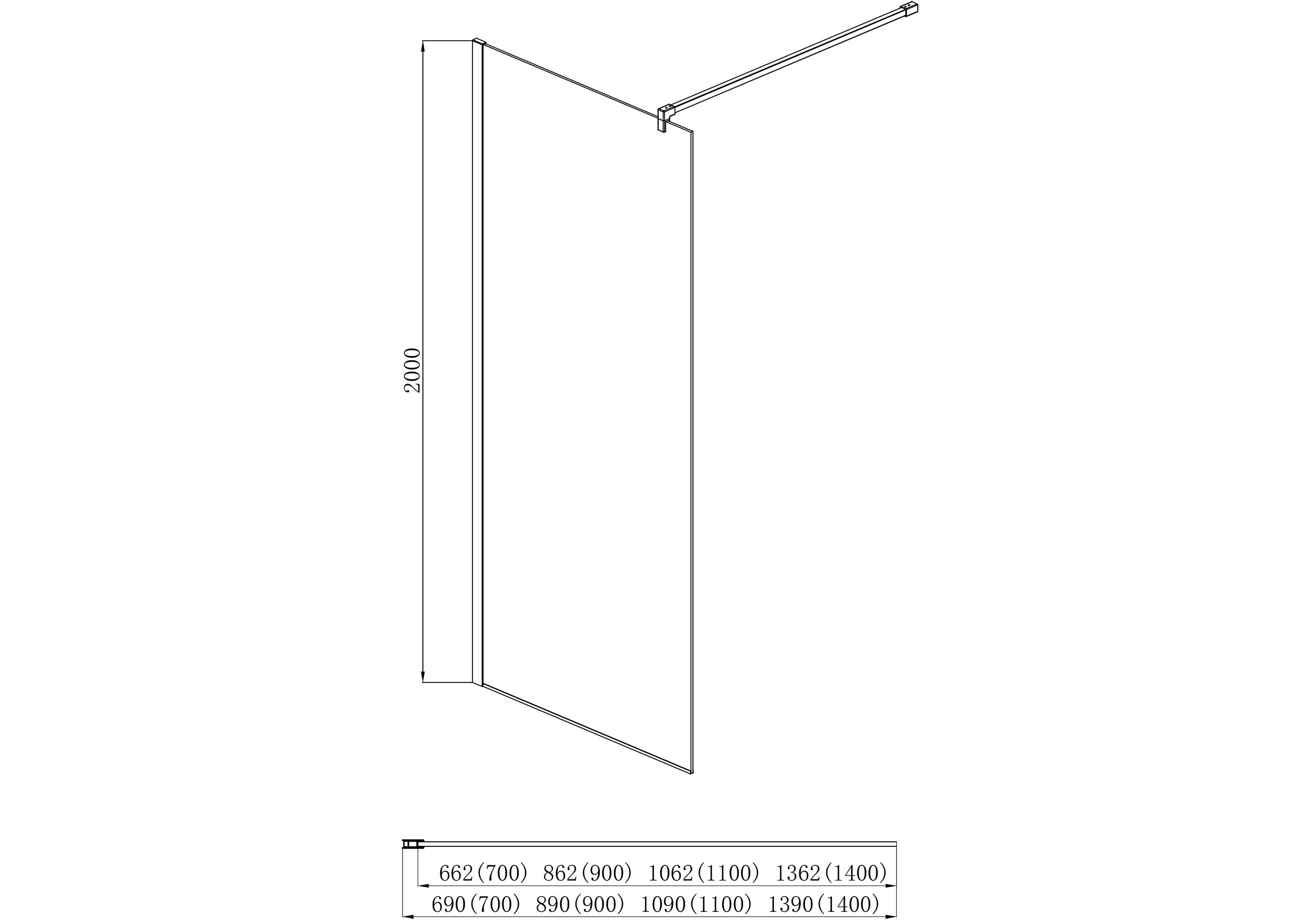Душевая перегородка Aquatek AQ WIW 14020CH 140х200 см