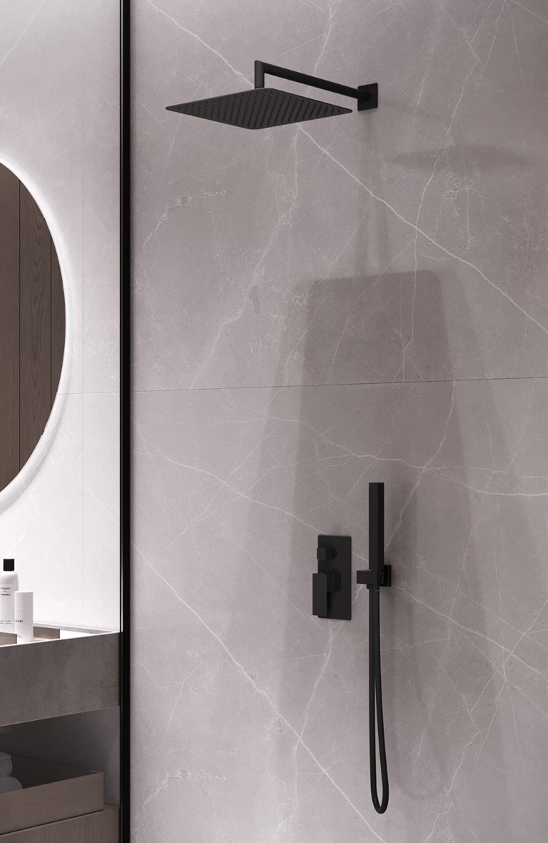 Смеситель встроенный для душа Boheme QUBIC Matt Black 474-3-B