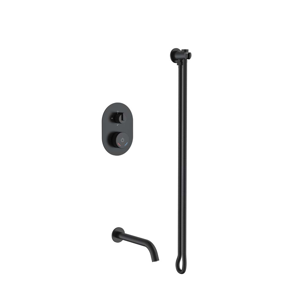 Смеситель встроенный + излив + держатель лейки + шланг Boheme TECH Black 154-B