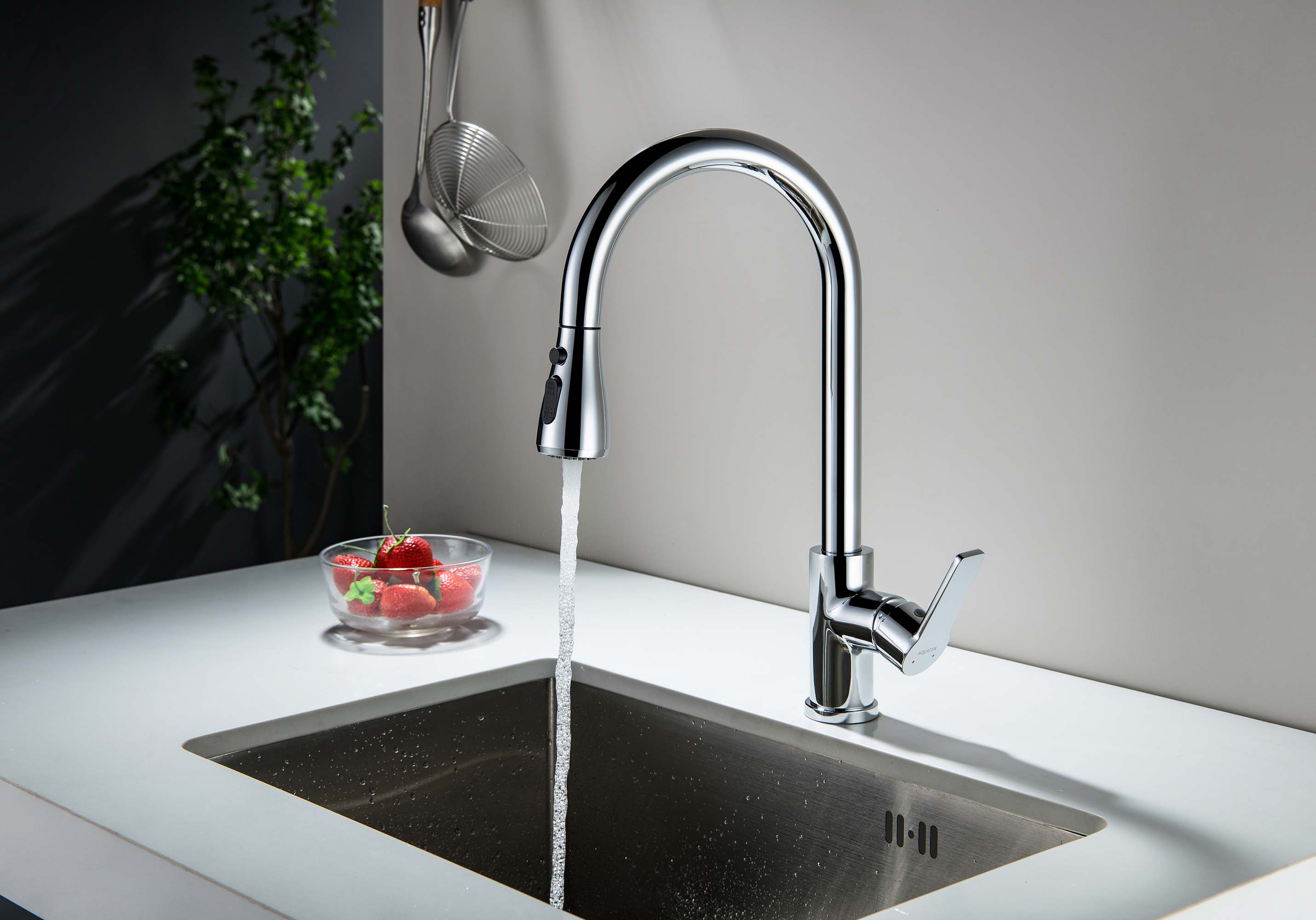 Смеситель Aquatek Лугано AQ1784CR для кухни с вытяжным изливом 2 jet