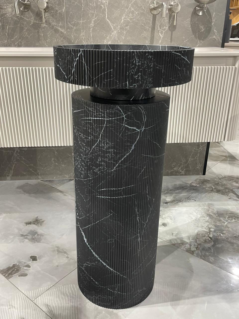 Пьедестал для раковины рифленый Armadi Art Corian 300*720 Nero Marquina 801-Base-Rib-NM