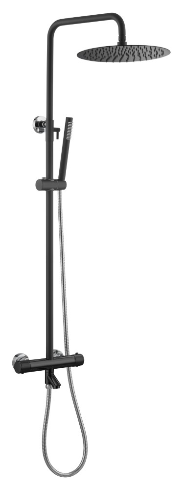 Стойка для душа c термостатом Boheme UNO Black Chrome 468-T-BCR