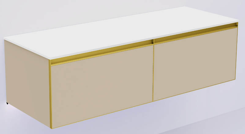 Armadi Art QUATRO 2 140см (70+70) тумба DAPHNE профиль MATT GOLD + внутр. подсв. 790-M2-140(70+70)-D-MG+LD