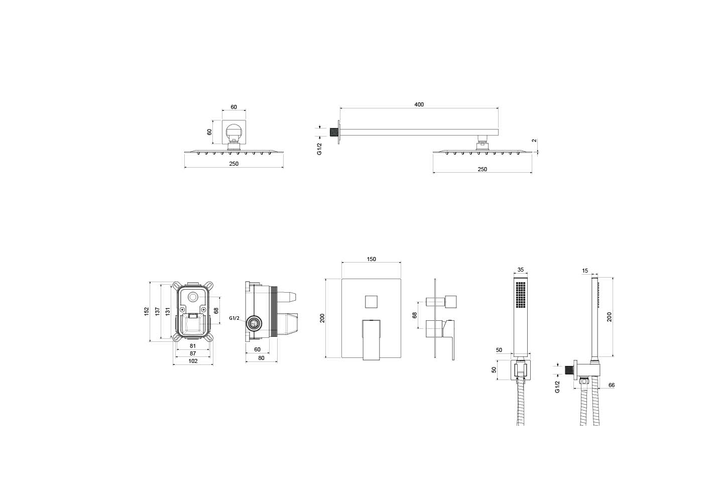 Set 3 в 1 душевой комплект Aquatek Либра AQ1672MB