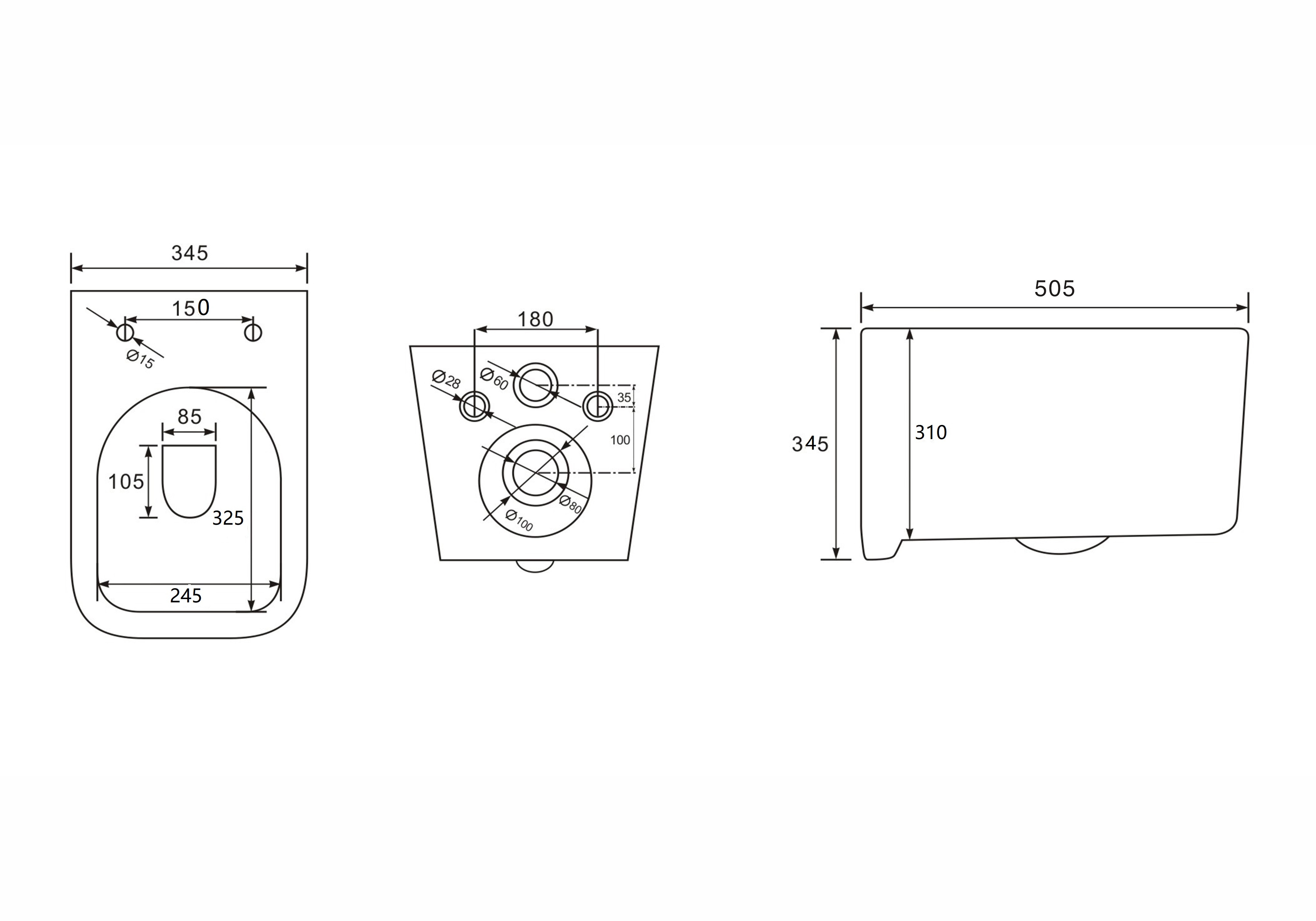 Унитаз подвесной безободковый Aquatek Квадро AQ1515T-00 с сиденьем Soft Close