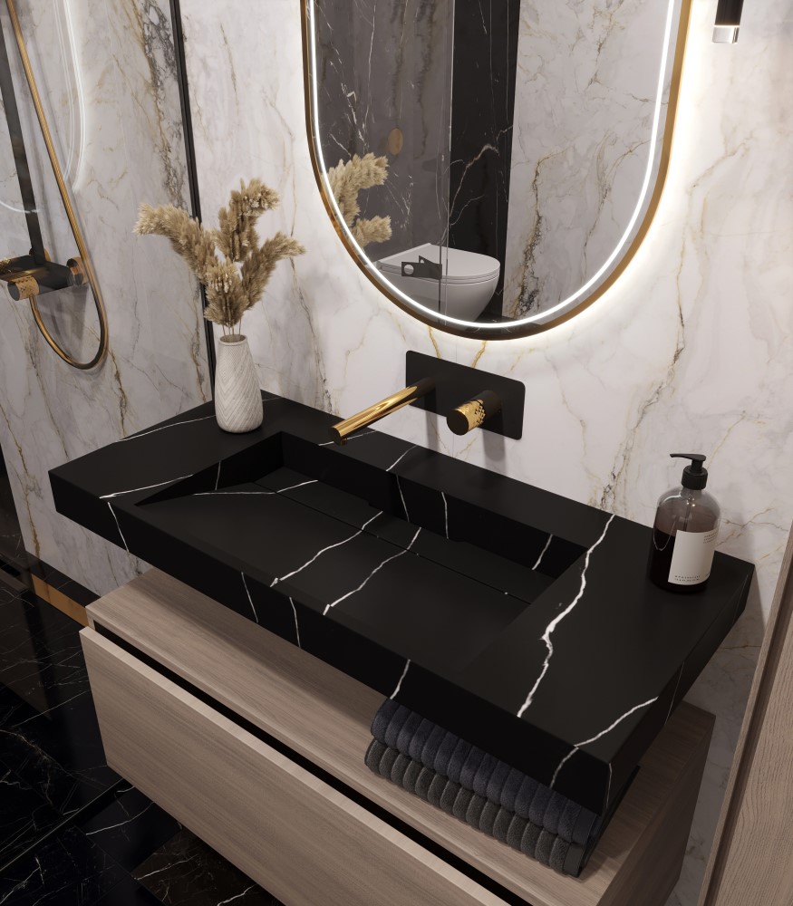 Столешница моноблок Boheme FLAT NERO MARQUINA (1010*452*80) 859-100-NM