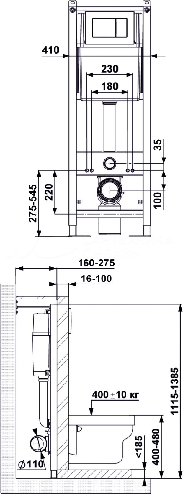 Система инсталляции для унитазов Berges Wasserhaus Atom 410 кнопка белая