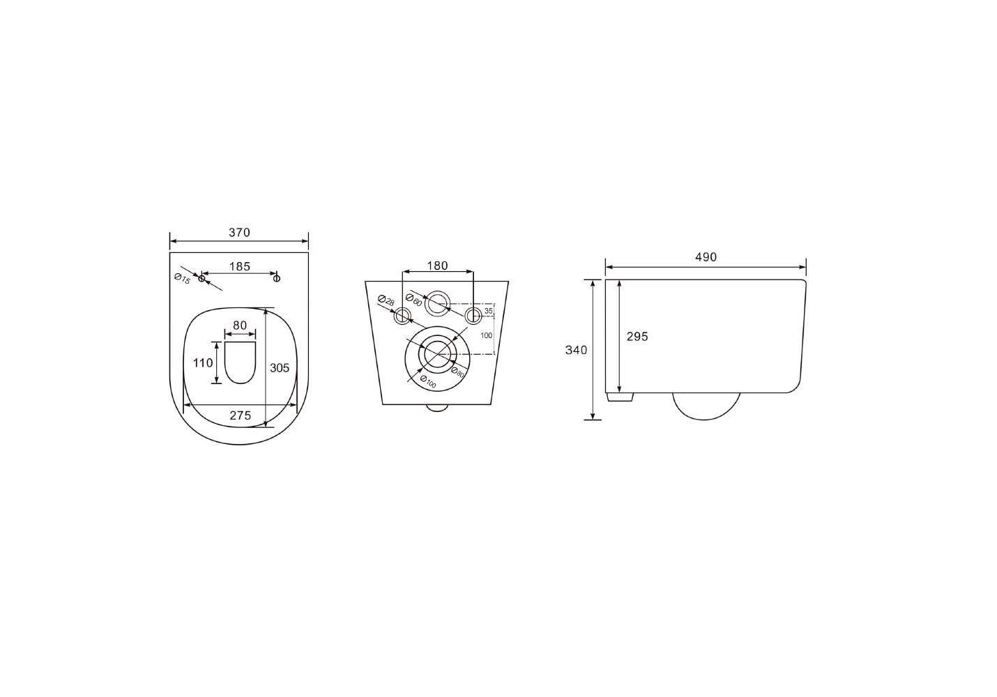 Унитаз подвесной безободковый Aquatek Мия AQ2004-MB с сиденьем Soft Close черный матовый
