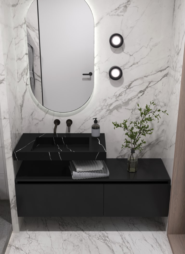 Столешница моноблок Boheme FLAT NERO MARQUINA (810*452*80) 859-080-NM