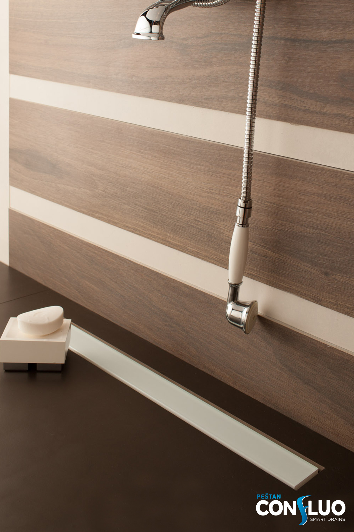 Frameless line 550 White Glass линейный трап PESTAN 