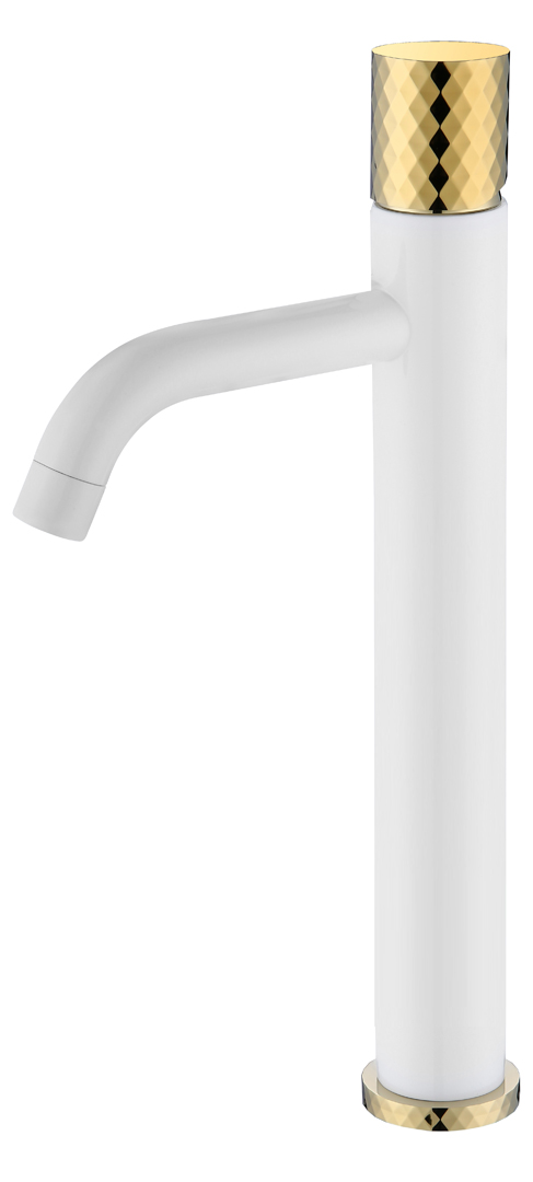 Смеситель Boheme STICK для умыв. выс. WHITE DIAMOND GOLD (комплект) 122-WG