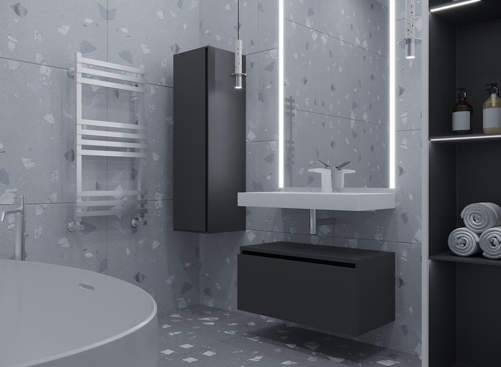 Ящик под столешницу 80см АНТРАЦИТ глянец Armadi Art VALLESSI UNO-S 897-080-A glossy