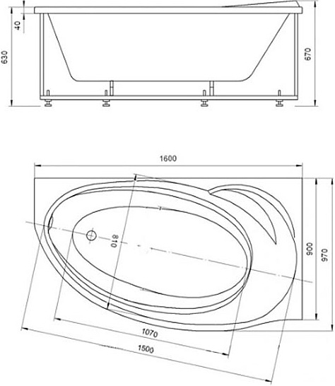 Акриловая ванна Aquatek Бетта 160 BET160-0000078 160х97 см, правая