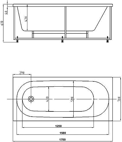 Акриловая ванна Aquatek Оберон OBR170-0000027 170х70 см