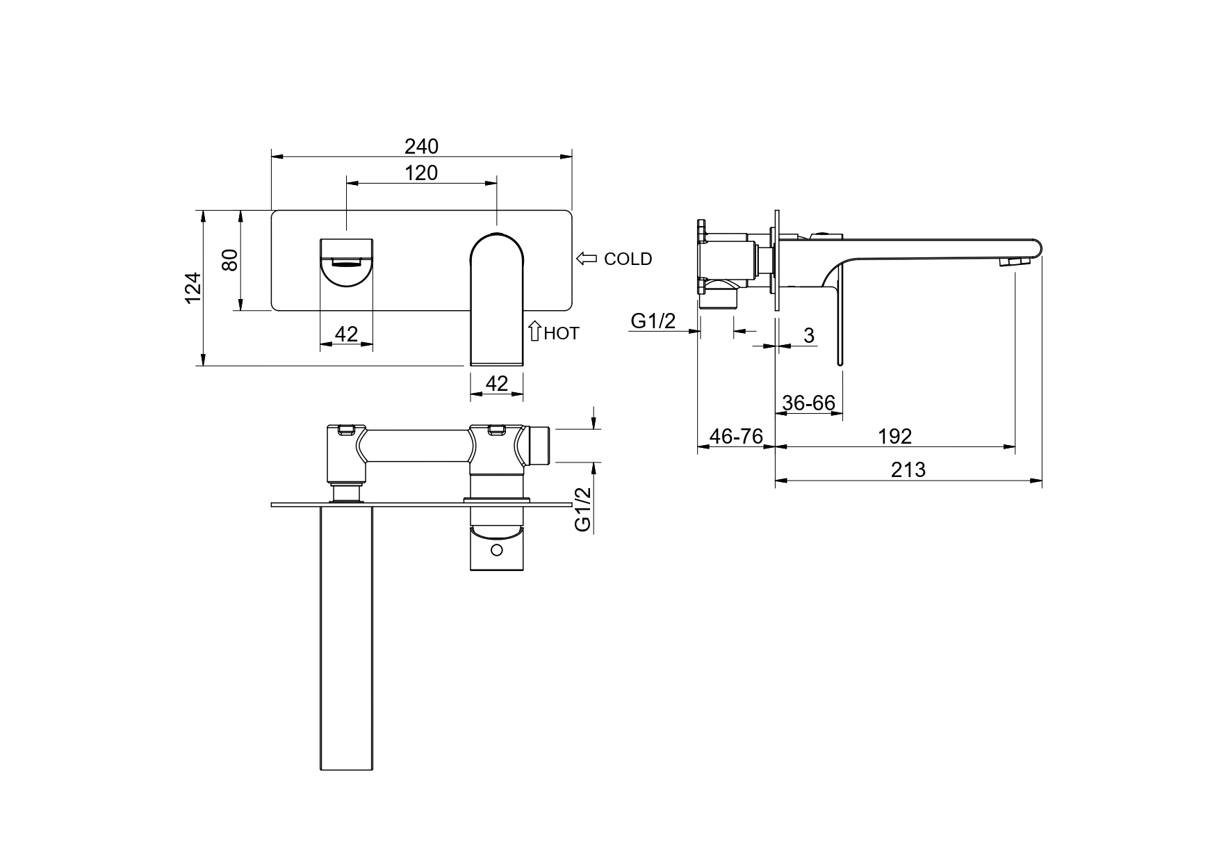 Смеситель Aquatek Лира AQ1413CR для раковины настенный