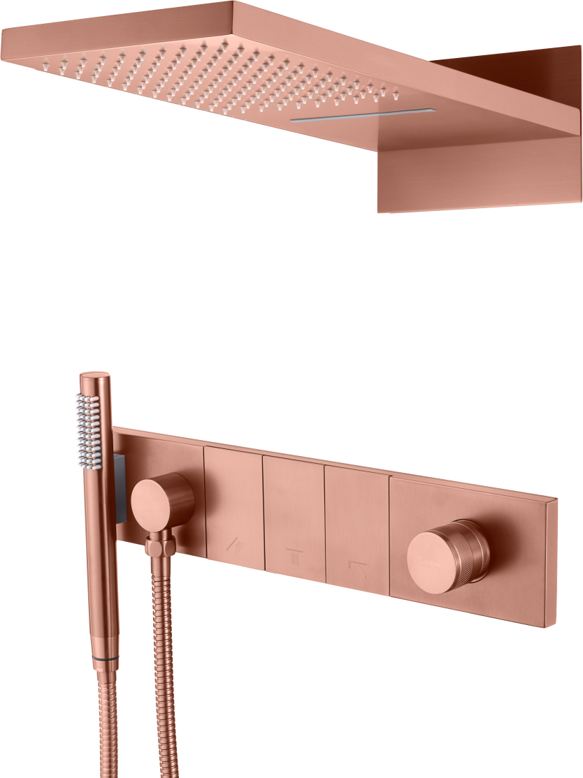 Встроенная душевая система Boheme ZODIAC, трехпозиционная COPPER BRUSHED 132-CB