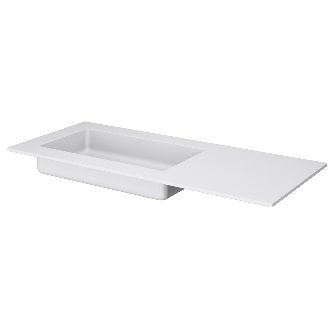 Armadi Art QUATRO 120 раковина-моноблок WHITE (асимметричная) 1210*52*12 акрил 793-120-W-A