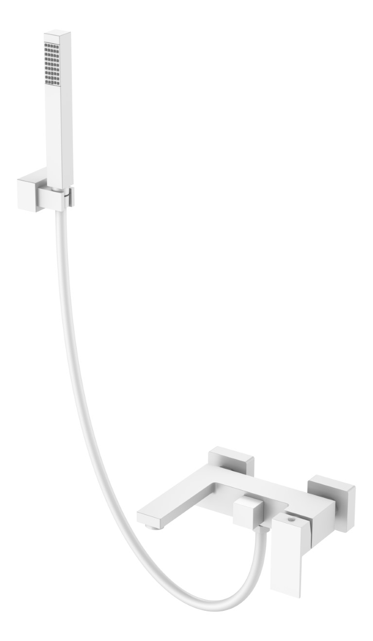 Смеситель для ванны с душем Boheme Qubic Matt White 473-MW