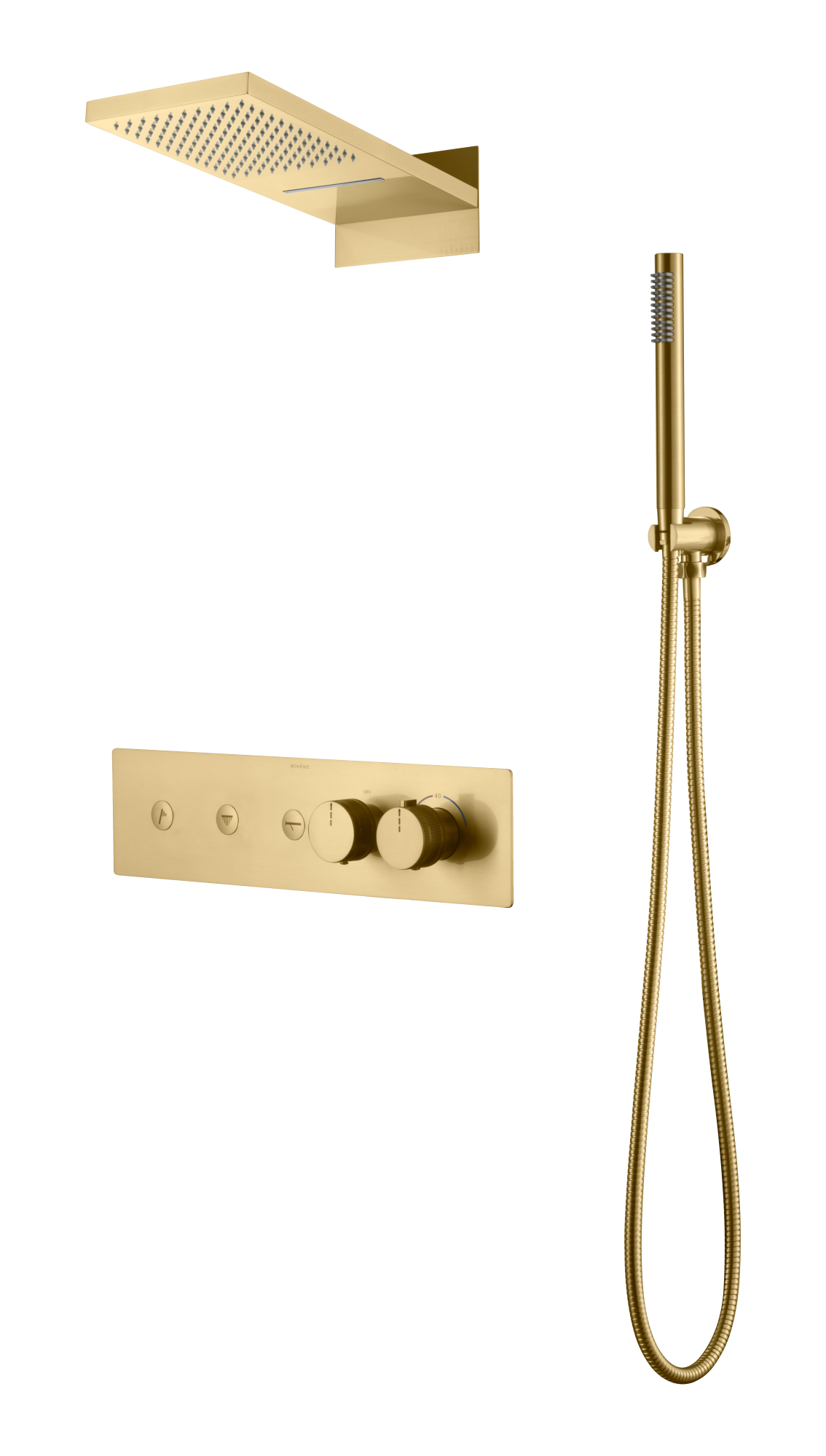 Встроенная душевая система Boheme FUSION с термостатом, трехпозиционная MATT GOLD 131-MG