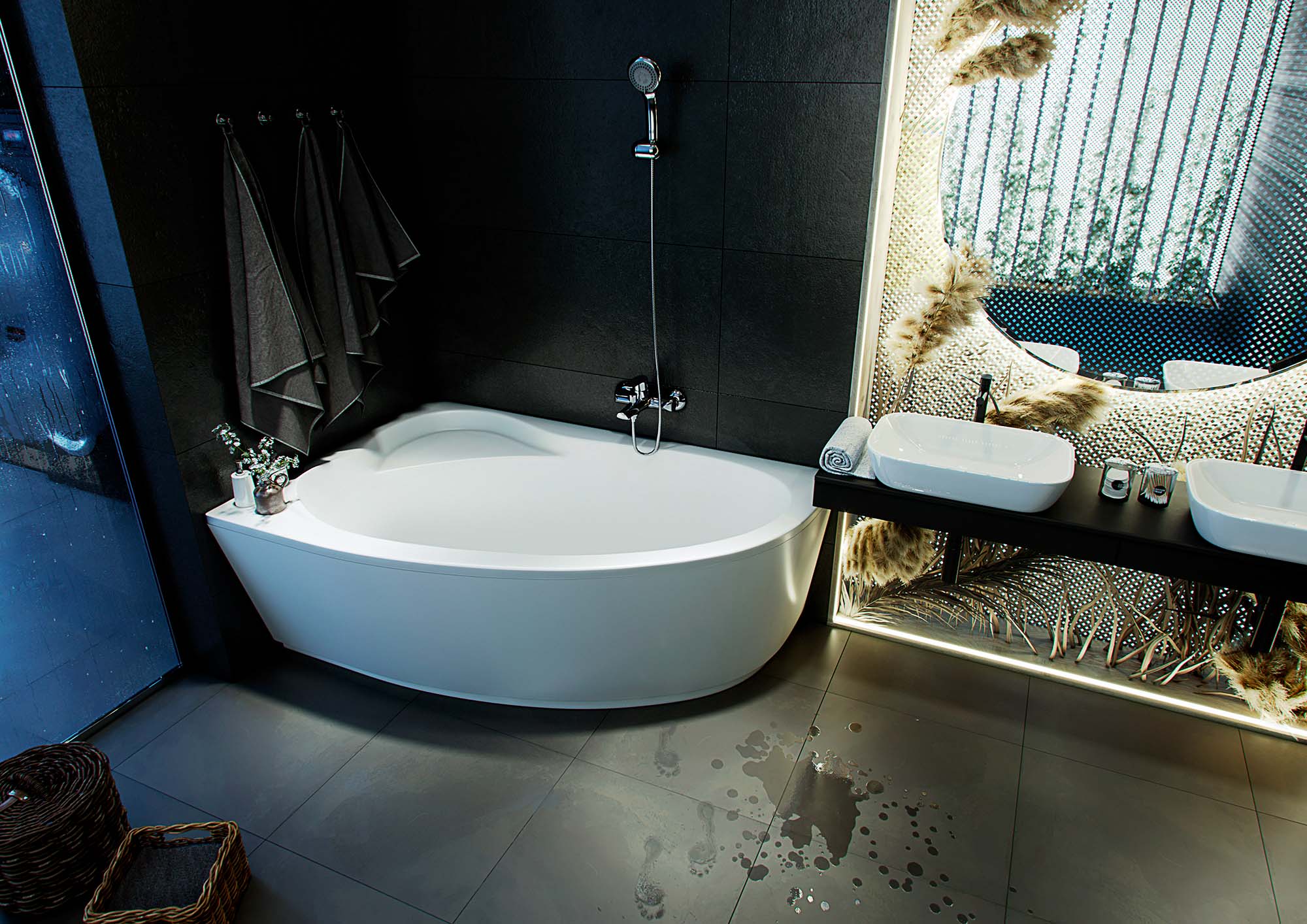 Акриловая ванна Aquatek Фиджи FID170-0000006 170х110 см левая с фронтальным