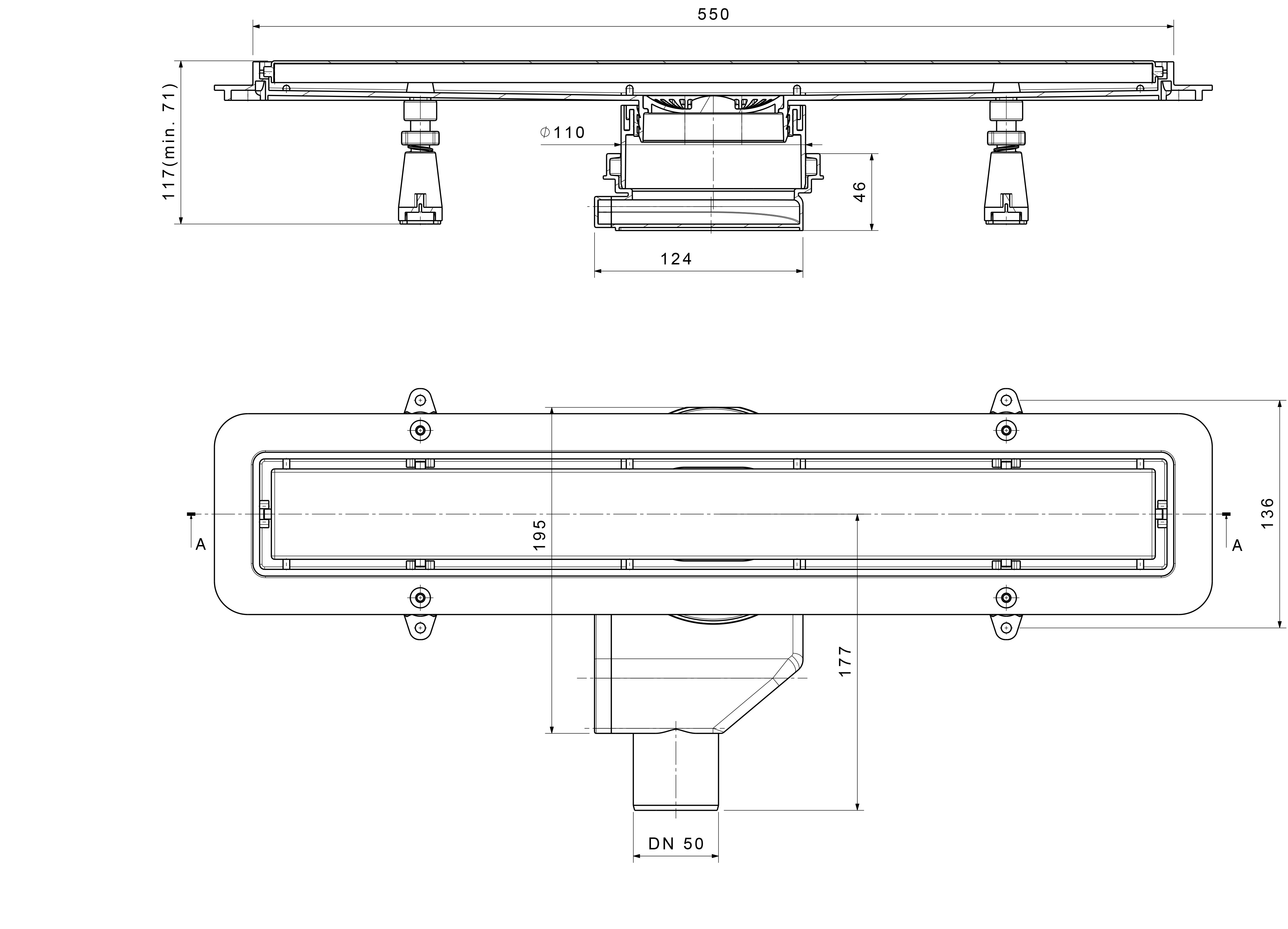 Compact Line Premium 550 с металлической рамкой линейный трап PESTAN