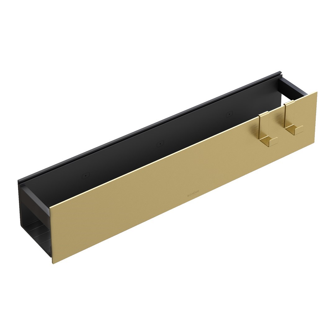 Полка настенная 60см Boheme Matt Gold + 2 крючка 10966-MG